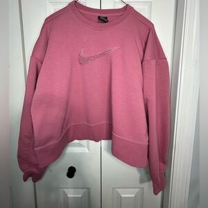 Nike Pink Oversized Cropped Sweatshirt Women’s Size Medium
